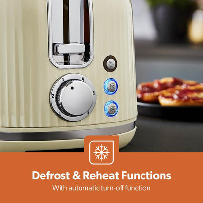 Cream Fluted 2-Slice Bread Toaster & 1.7L Electric Kettle Set