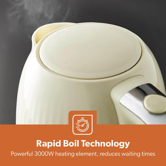 Cream Fluted 2-Slice Bread Toaster & 1.7L Electric Kettle Set