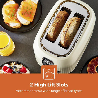 Cream Fluted 2-Slice Bread Toaster & 1.7L Electric Kettle Set
