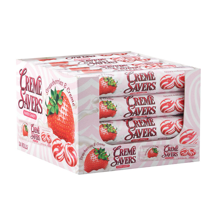 Creme Savers Strawberry and Creme Hard Candy Rolls - 24 Count