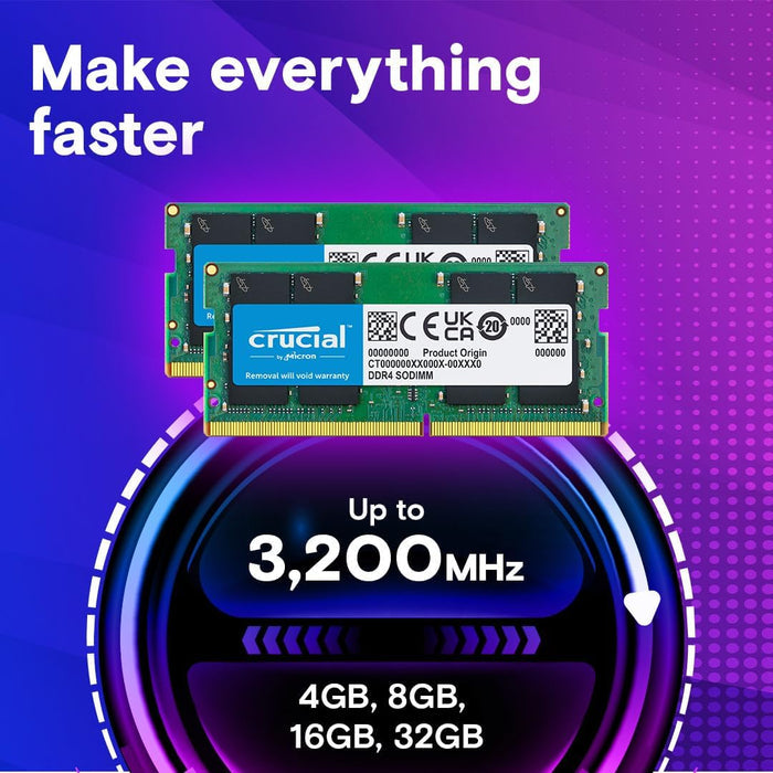 Crucial RAM 8GB DDR4 3200MHz CL22 Laptop Memory CT8G4SFRA32A Green
