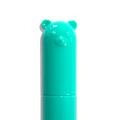 Close up of turquoise, capped, OOLY Cub Crew Washable Markers on a white background