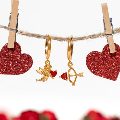 Cupid’s Match Dangle Hoops