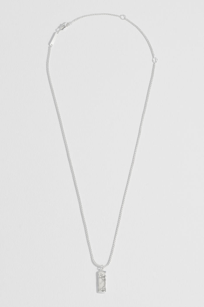 CZ Star Molten Tablet Pendant Necklace