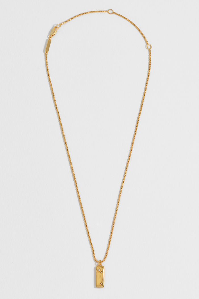 CZ Star Molten Tablet Pendant Necklace