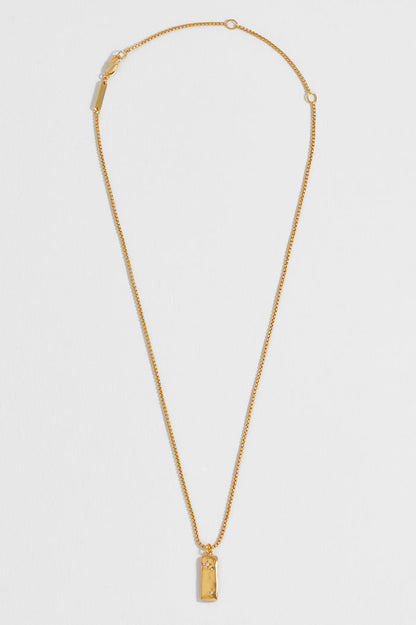CZ Star Molten Tablet Pendant Necklace