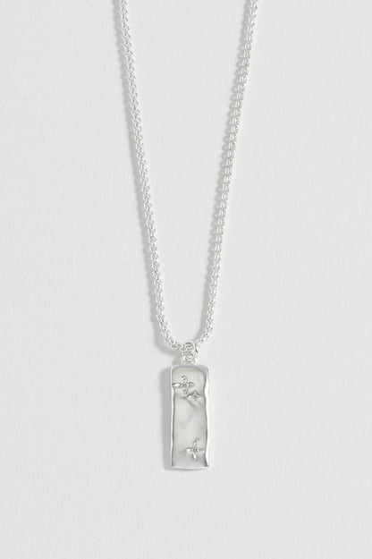 CZ Star Molten Tablet Pendant Necklace