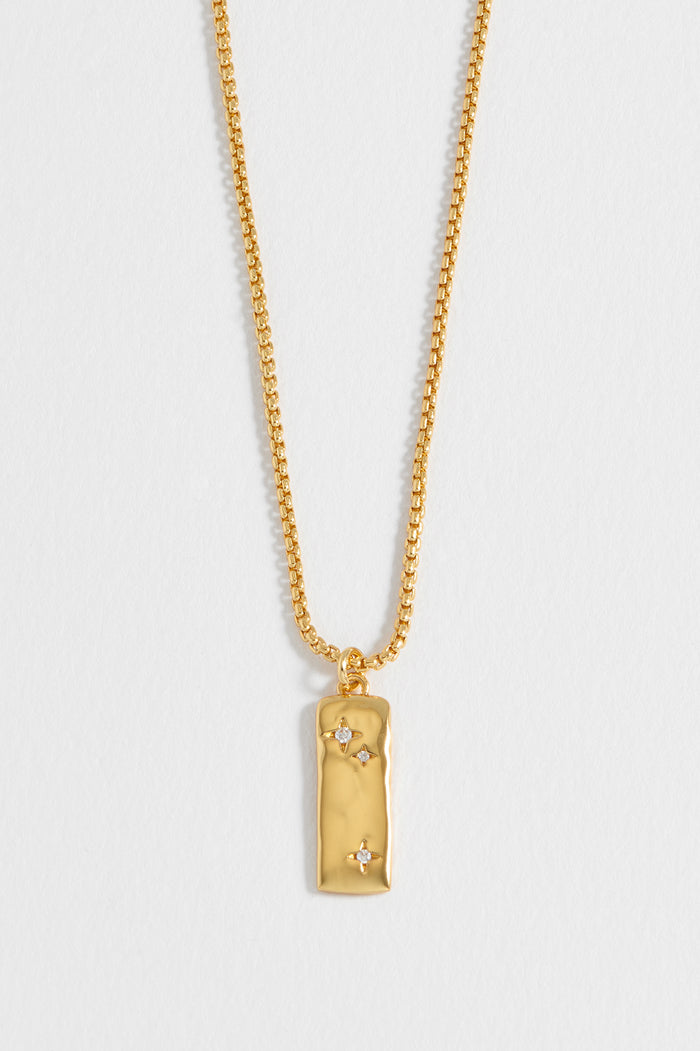 CZ Star Molten Tablet Pendant Necklace