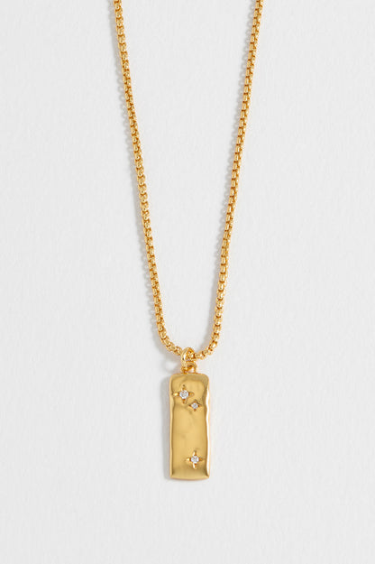 CZ Star Molten Tablet Pendant Necklace