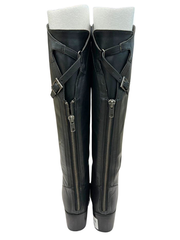 Darryl Leather Heeled Long Boots