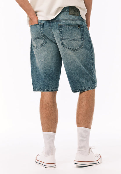 Buffalo Men Shorts Navy Denim Denim Shorts Rigid Knee-Length Short-Sleeve