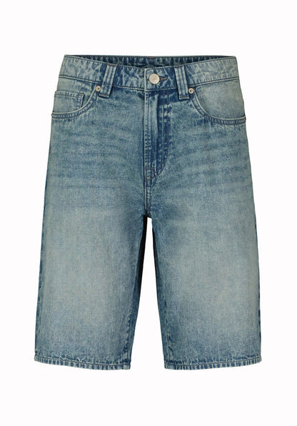 Buffalo Men Shorts Navy Denim Denim Shorts Rigid Knee-Length Short-Sleeve