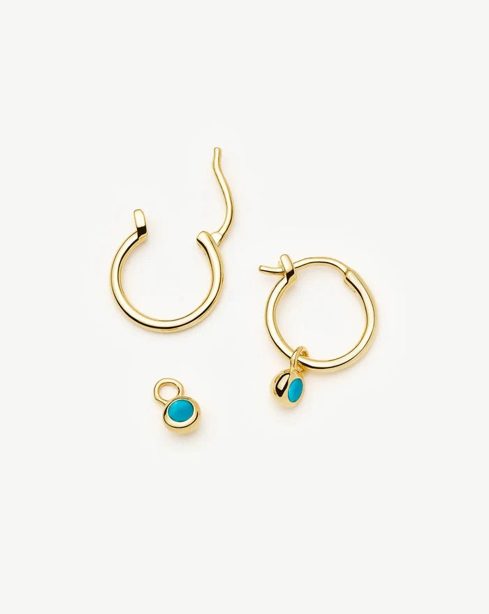 December Birthstone Mini Charm Hoop Earrings | 18ct Gold Vermeil/Turquoise Magnesite Earrings Missoma