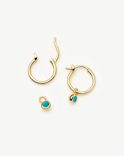 December Birthstone Mini Charm Hoop Earrings | 18ct Gold Vermeil/Turquoise Magnesite Earrings Missoma