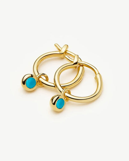 December Birthstone Mini Charm Hoop Earrings | 18ct Gold Plated/Turquoise Magnesite Earrings Missoma