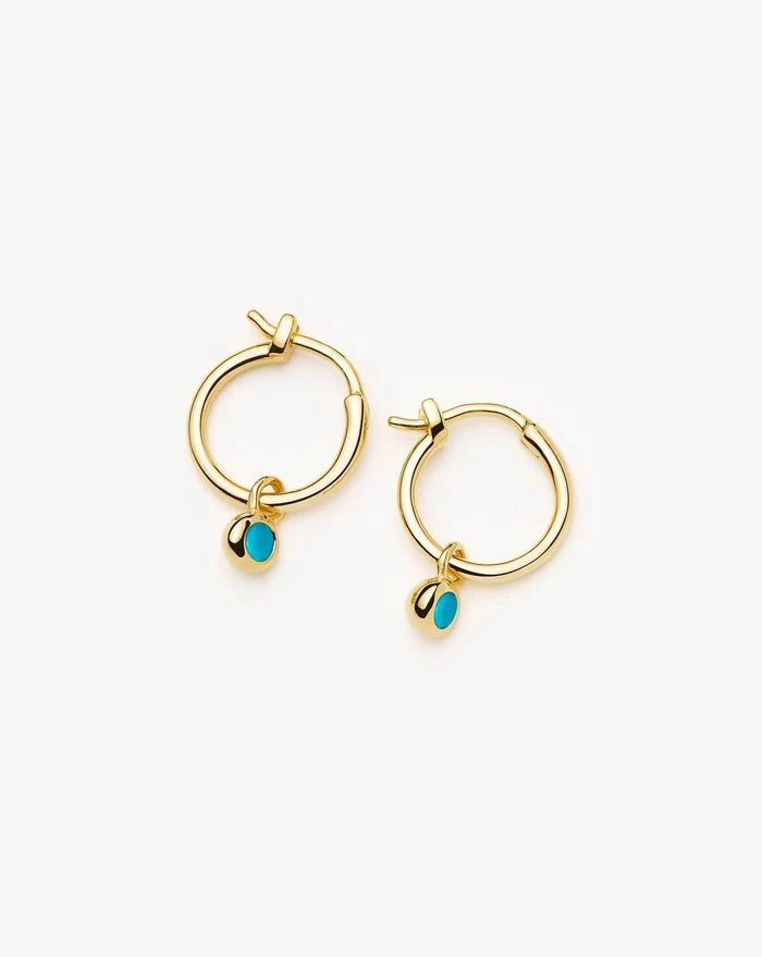December Birthstone Mini Charm Hoop Earrings | 18ct Gold Vermeil/Turquoise Magnesite Earrings Missoma