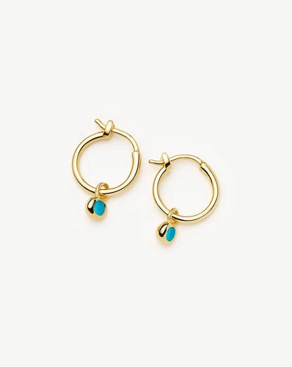 December Birthstone Mini Charm Hoop Earrings | 18ct Gold Vermeil/Turquoise Magnesite Earrings Missoma