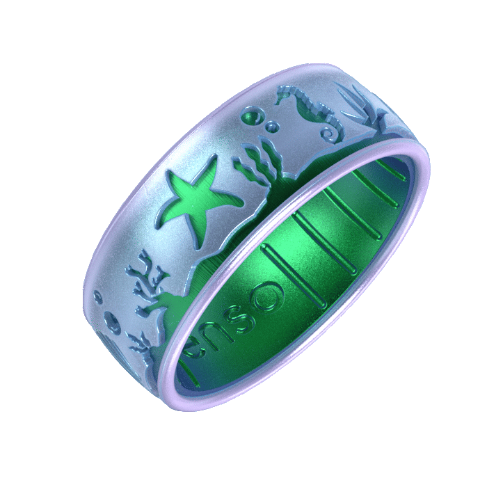 Etched Coastal Silicone Ring - Deepwater Jewel