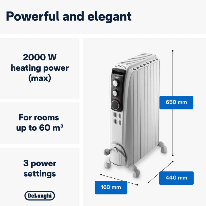 DeLonghi Dragon 4 2KW Oil Filled Radiator – view 2