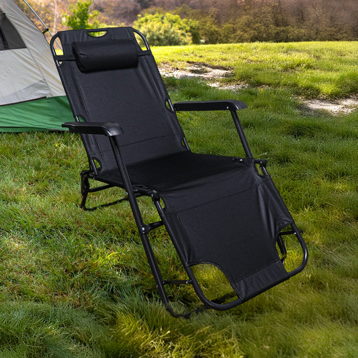 Deluxe 2-In-1 Reclining Mesh Chair & Camping Bed Outdoor Lounger