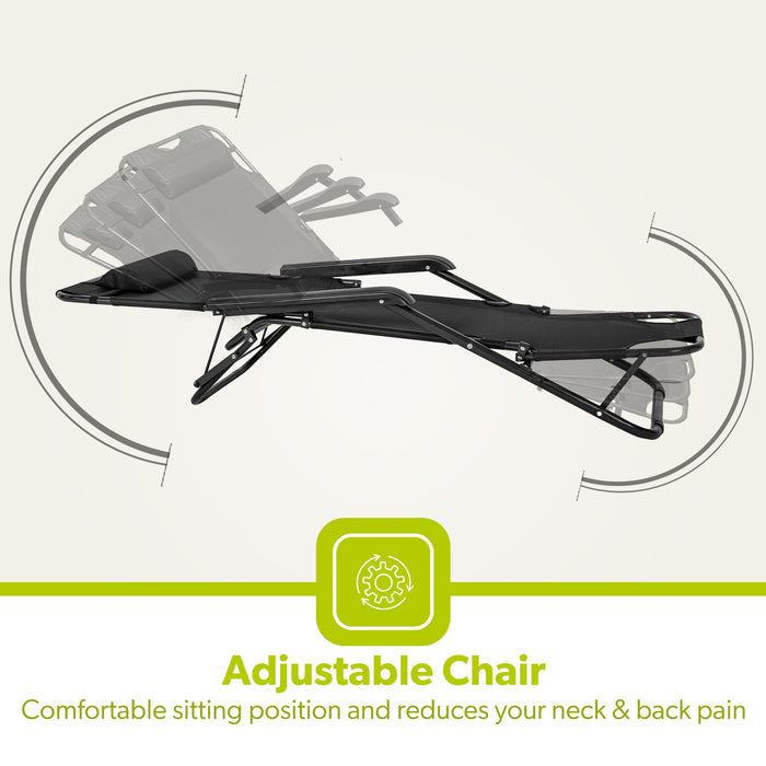 Deluxe 2-In-1 Reclining Mesh Chair & Camping Bed Outdoor Lounger