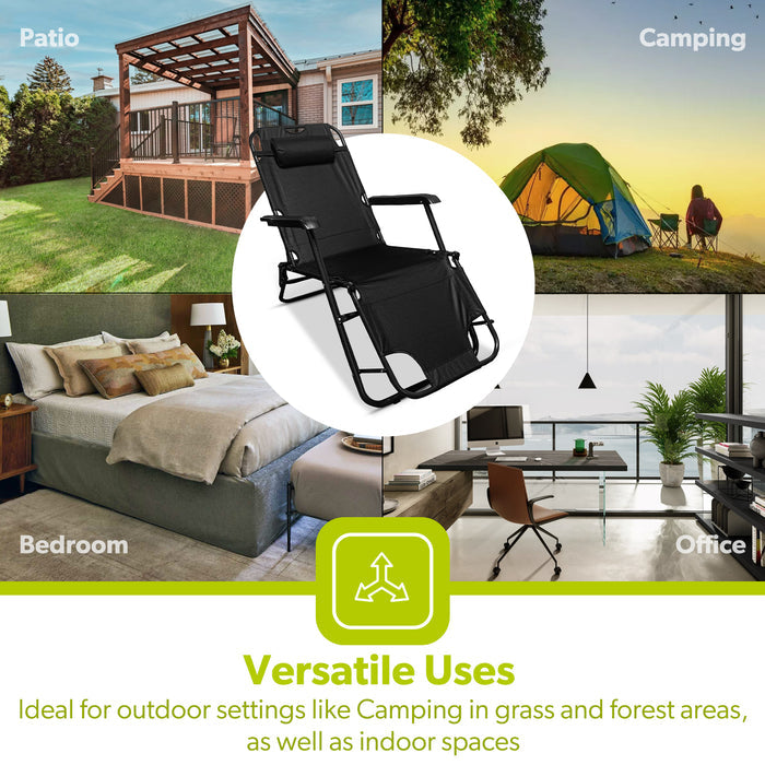 Deluxe 2-In-1 Reclining Mesh Chair & Camping Bed Outdoor Lounger