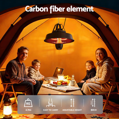 Devanti 2000W Electric Patio Heater Ceiling Mounted Hanging Heaters Remote - Devanti