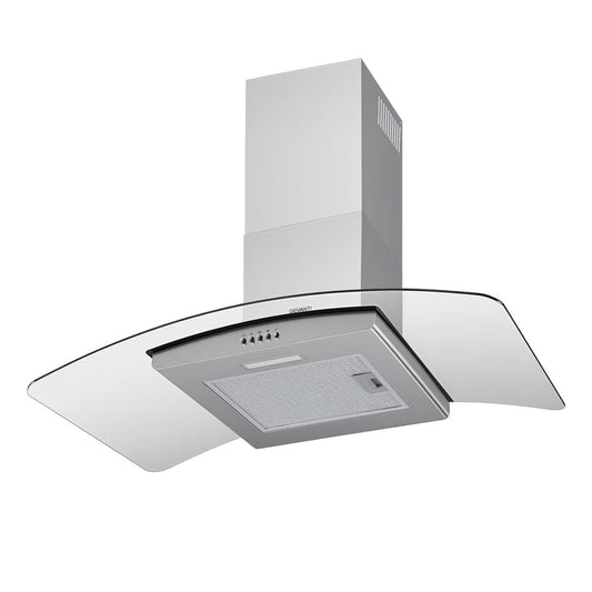 Devanti 90cm Range Hood Curved Glass Canopy Rangehood Kitchen Exhaust Fan