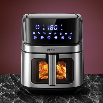 Devanti Air Fryer 6.5L LCD Fryers Oven Airfryer Healthy Cooker Oil Free Kitchen -Home Living Store - -