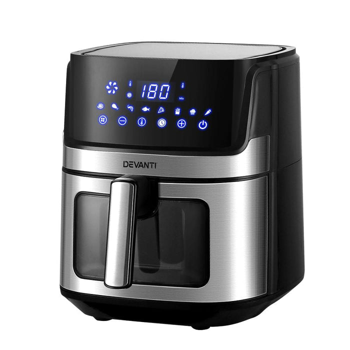 Devanti Air Fryer 6.5L LCD Fryers Oven Airfryer Healthy Cooker Oil Free Kitchen -Home Living Store - -