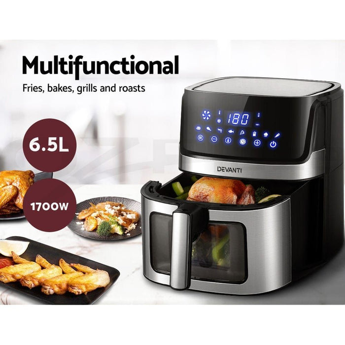 Devanti Air Fryer 6.5L LCD Fryers Oven Airfryer Healthy Cooker Oil Free Kitchen -Home Living Store - -