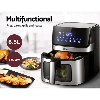 Devanti Air Fryer 6.5L LCD Fryers Oven Airfryer Healthy Cooker Oil Free Kitchen -Home Living Store - -