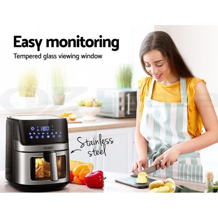 Devanti Air Fryer 6.5L LCD Fryers Oven Airfryer Healthy Cooker Oil Free Kitchen -Home Living Store - -