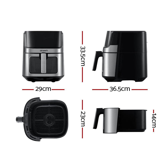 Devanti Air Fryer 6.5L LCD Fryers Oven Airfryer Healthy Cooker Oil Free Kitchen -Home Living Store - -
