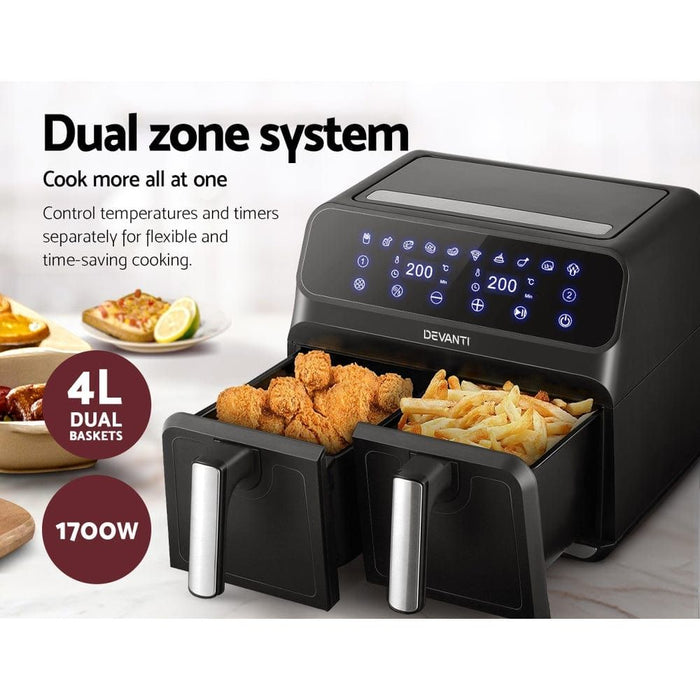 Devanti Air Fryer 8L LCD Fryers Oven Airfryer Healthy Cooker Oil Free Kitchen -Home Living Store - -