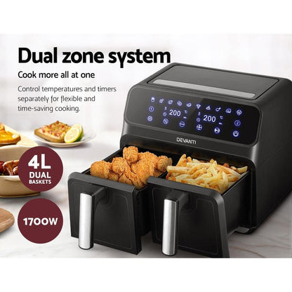 Devanti Air Fryer 8L LCD Fryers Oven Airfryer Healthy Cooker Oil Free Kitchen -Home Living Store - -