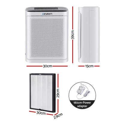 Devanti Air Purifier H12 HEPA Cleaner PM2.5 Display Spare Filter White