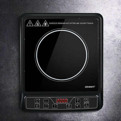 Devanti Electric Induction Cooktop Portable Cook Top Ceramic Kitchen Hot Plate -Home Living Store - -