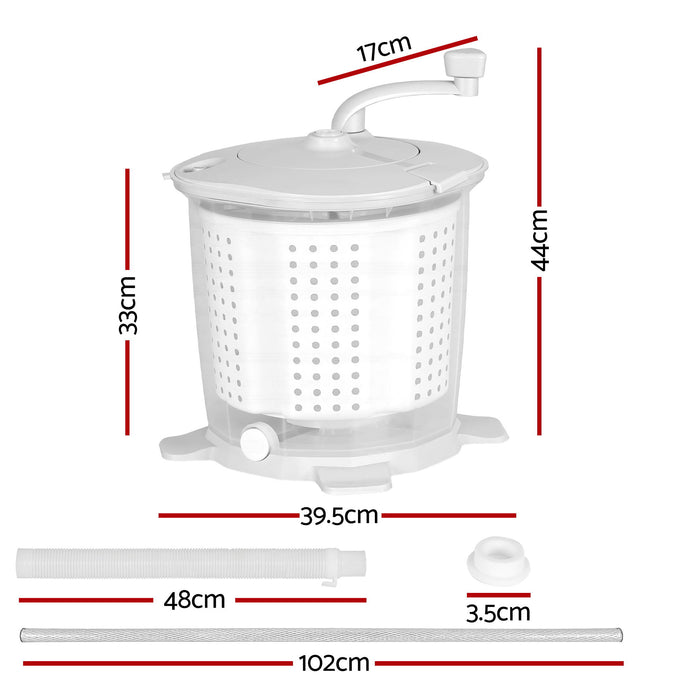 Devanti Portable Washing Machine Manual Spin Dryer Compact for Camping Caravan Apartment - Devanti