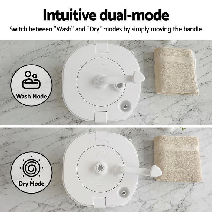 Devanti Portable Washing Machine Manual Spin Dryer Compact for Camping Caravan Apartment - Devanti