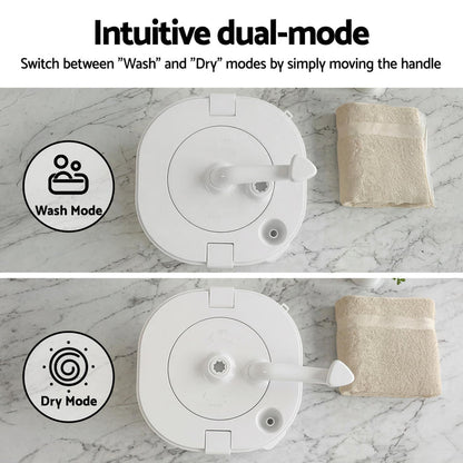 Devanti Portable Washing Machine Manual Spin Dryer Compact for Camping Caravan Apartment - Devanti