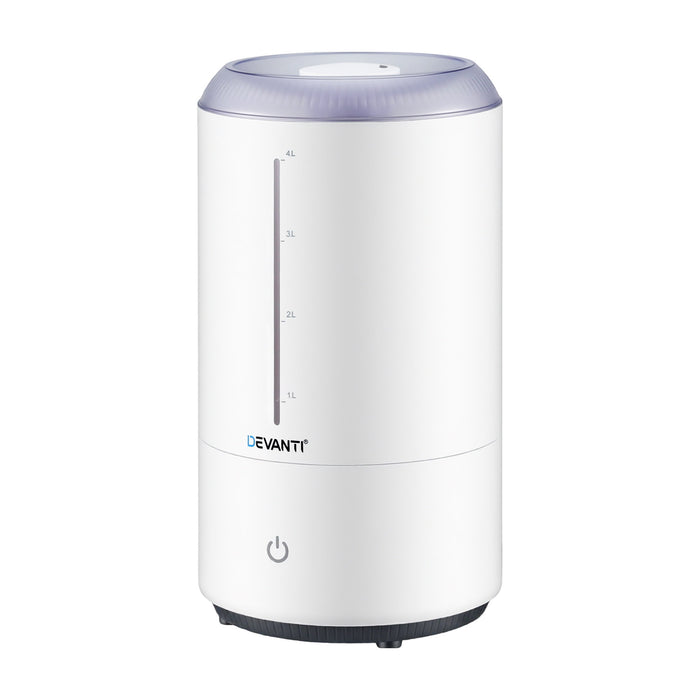 Devanti Ultrasonic Humidifier Aroma Diffuser Top Fill Quiet Bedroom 4L White - Devanti