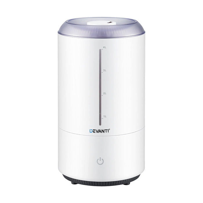 Devanti Ultrasonic Humidifier Aroma Diffuser Top Fill Quiet Bedroom 4L White - Devanti