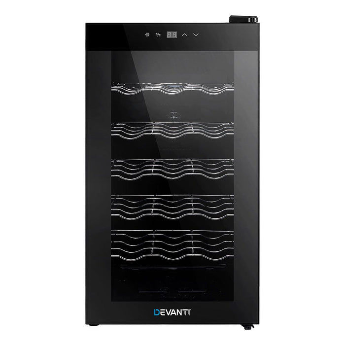 Devanti Wine Cooler 18 Bottles Glass Door Beverage Cooler Thermoelectric Fridge Black -Home Living Store - -
