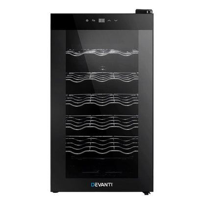 Devanti Wine Cooler 18 Bottles Glass Door Beverage Cooler Thermoelectric Fridge Black -Home Living Store - -