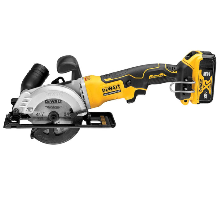 DEWALT 20V MAX ATOMIC Lithium-Ion Cordless Brushless 4-1/2-inch Compact Circular Saw Kit with 5Ah Battery - Refurbished with Dewalt Warranty - DCS571P1