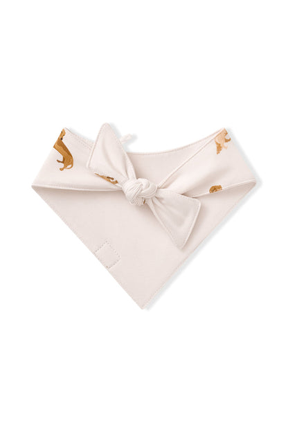 Back side of Beige Dog Bandana in Dachshund print on a white background