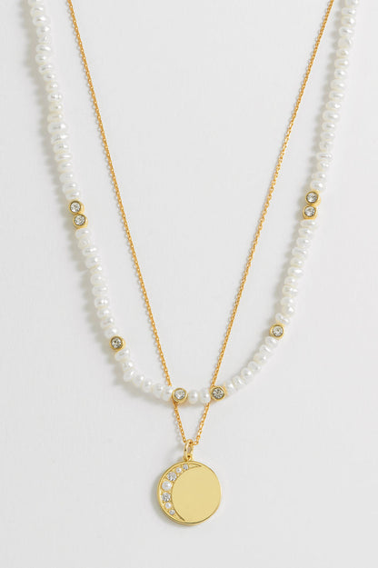 Double Chain Moon Necklace