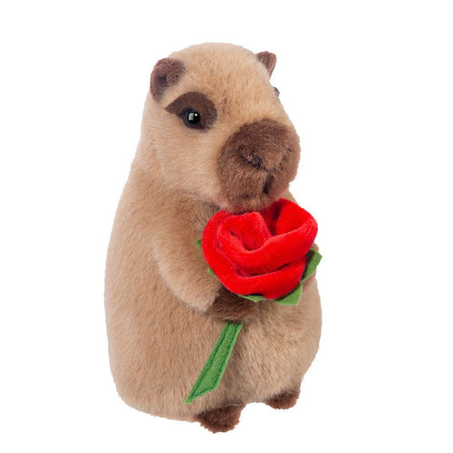 Douglas 7 Inch Valentine Capybara with Rose Plush Toy