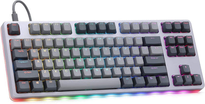 DROP CTRL High-Profile Mechanical Keyboard — Tenkeyless TKL (87 Key) Gaming Keyboard, Hot-Swap Switches, Programmable, Backlit RGB LED, USB-C, Doubleshot PBT, Aluminum (Gray, Halo Clear)